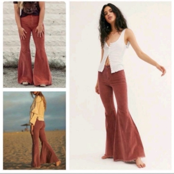 Free People Pants - Free People Light Brown Just Float Corduroy Flare Pants Sz 26